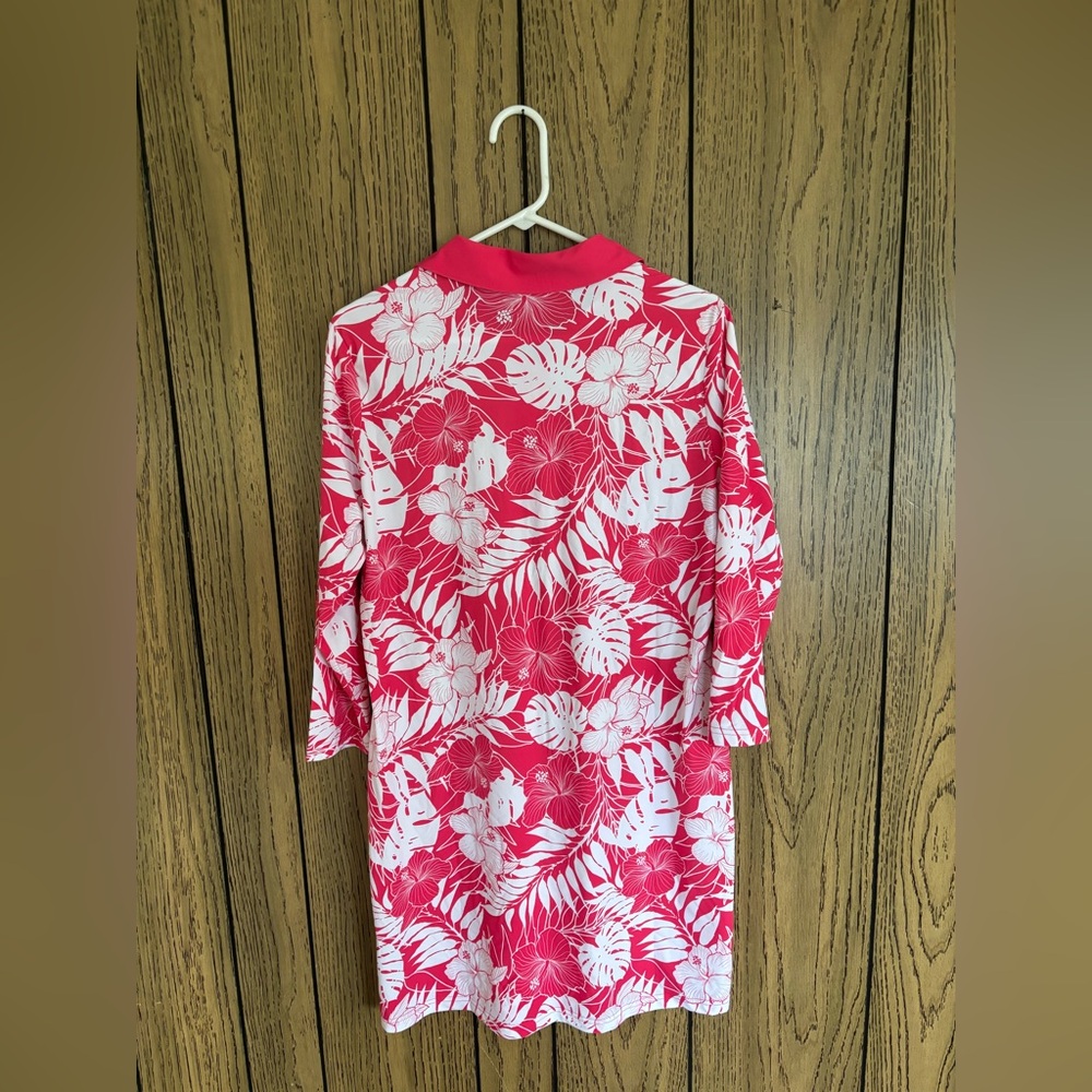 Charlie Paige Red & White Floral Polo Swim Cover-Up - Picture 2 of 5
